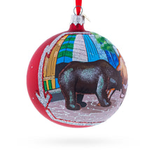 Load image into Gallery viewer, Bear and Bull on Wall Street Glass Ball Christmas Ornament 4 Inches
