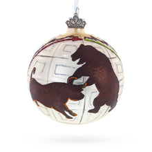 Load image into Gallery viewer, Bull and Bear Stock Market Glass Ball Christmas Ornament 3.25 Inches