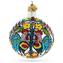 Load image into Gallery viewer, Ukrainian Petrykivka Painting Glass Ball Christmas Ornament 4 Inches