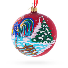 Load image into Gallery viewer, Rooster in the Winter Village Glass Ball Christmas Ornament 4 Inches