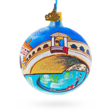 Load image into Gallery viewer, Gondola under The Rialto Bridge, Venice, Italy Glass Ball Christmas Ornament 3.25 Inches