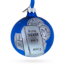 Load image into Gallery viewer, Silver Bars and Coins Glass Ball Christmas Ornament 3.25 Inches