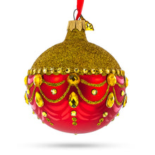 Load image into Gallery viewer, Glittered Golden Top Glass Ball Christmas Ornament 3.25 Inches