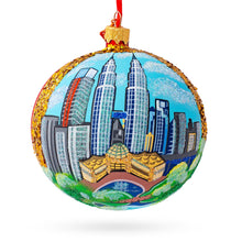 Load image into Gallery viewer, Petronas Twin Towers, Kuala Lumpur, Malaysia Glass Ball Christmas Ornament 4 Inches