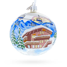 Load image into Gallery viewer, Chalet and Ski Lifts in the Mountains Glass Ball Christmas Ornament 4 Inches