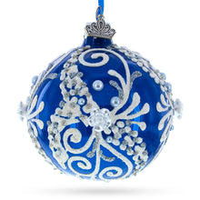 Load image into Gallery viewer, Snow Swirls on Blue Glass Ball Christmas Ornament 3.25 Inches