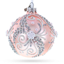 Load image into Gallery viewer, Snow Swirls on Metallic Rose Pink Glass Ball Christmas Ornament 3.25 Inches