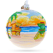 Load image into Gallery viewer, South Beach, Miami, Florida, USA Glass Ball Christmas Ornament 4 Inches