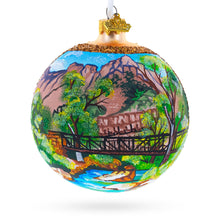 Load image into Gallery viewer, Bridge in the Mountain Park Painting Glass Ball Christmas Ornament 4 Inches