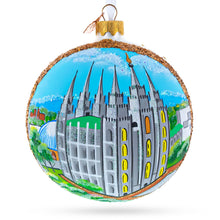 Load image into Gallery viewer, Temple Square, Salt Lake City, Utah, USA Glass Ball Christmas Ornament 4 Inches