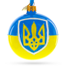 Load image into Gallery viewer, Flag of Ukraine Glass Christmas Ornament 3.25 Inches