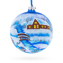 Load image into Gallery viewer, Winter Village by the River Glass Ball Christmas Ornament 4 Inches