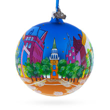 Load image into Gallery viewer, Church Street Marketplace, Burlington, Vermont, USA Glass Ball Christmas Ornament 4 Inches