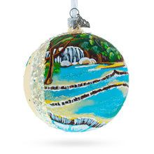 Load image into Gallery viewer, Kuang Si Waterfall, Laos Glass Ball Christmas Ornament 4 Inches