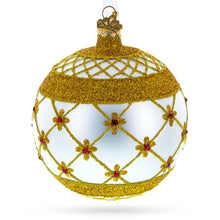Load image into Gallery viewer, Red Jewels Silver Glass Ball Christmas Ornament