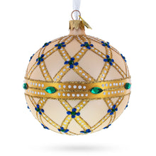 Load image into Gallery viewer, Green Jewels on Champagne Glass Ball Christmas Ornament