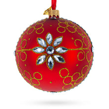 Load image into Gallery viewer, White Jewels on Red Glass Ball Christmas Ornament