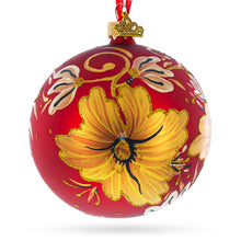 Load image into Gallery viewer, Golden Lilies Glass Ball Ornament