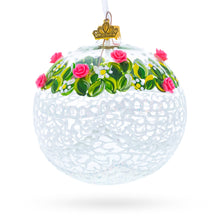 Load image into Gallery viewer, Dimensional Pink Roses Glass Ball Christmas Ornament 4 Inches