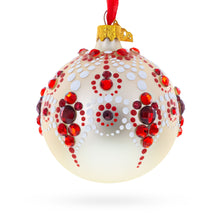 Load image into Gallery viewer, Red and Crystal Droplets Festive Glass Ball Christmas Ornament 3.25 Inches