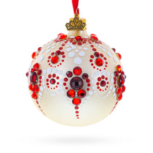 Load image into Gallery viewer, Red and Crystal Droplets Festive Glass Ball Christmas Ornament 3.25 Inches