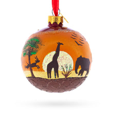 Load image into Gallery viewer, African Sunset with Giraffe and Tree Glass Ball Christmas Ornament 3.25 Inches