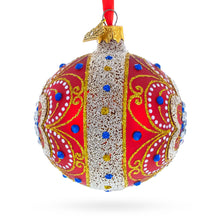 Load image into Gallery viewer, Baroque Filigree with Gemstones on Red Glass Ball Christmas Ornament 3.25 Inches