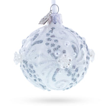 Load image into Gallery viewer, Silver Glitter Scrolls, Pearls &amp; Rose Accents Winter Elegance Glass ball Ornament 2.4 Inches