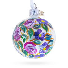 Load image into Gallery viewer, Bird &amp; Floral Design Folk Art Glass ball Ornament 2.4 Inches