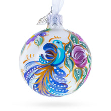 Load image into Gallery viewer, Bird &amp; Floral Design Folk Art Glass ball Ornament 2.4 Inches