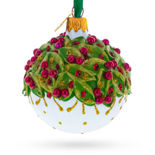 Load image into Gallery viewer, Red Pearls and Poinsettia Flowers on Glossy White Glass Ball Christmas Ornament 2.4 Inches