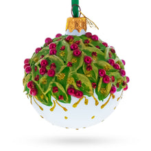 Load image into Gallery viewer, Red Pearls and Poinsettia Flowers on Glossy White Glass Ball Christmas Ornament 2.4 Inches