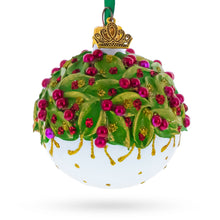 Load image into Gallery viewer, Red Pearls and Poinsettia Flowers on Glossy White Glass Ball Christmas Ornament 2.4 Inches