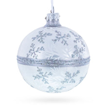 Load image into Gallery viewer, White Winter Glitter Snowflake Design Glass Ball Christmas Ornament 3.25 Inches