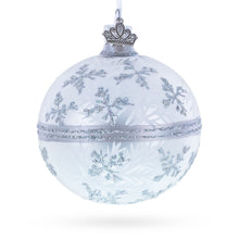 Load image into Gallery viewer, White Winter Glitter Snowflake Design Glass Ball Christmas Ornament 3.25 Inches