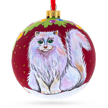 Load image into Gallery viewer, Fluffy White Persian Cat Glass Ball Christmas Ornament 3.25 Inches