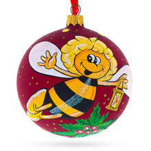 Load image into Gallery viewer, Buzzing Bee in Flight Collecting Honey Glass Ball Christmas Ornament 3.25 Inches