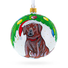 Load image into Gallery viewer, Chocolate Labrador in Santa Hat Glass Ball Christmas Ornament 4 Inches