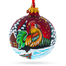 Load image into Gallery viewer, Rooster Village Scene Glass Ball Christmas Ornament 3.25 Inches