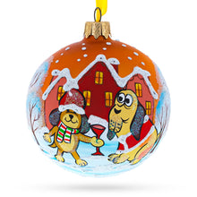 Load image into Gallery viewer, Festive Dogs' Holiday Celebration Glass Ball Christmas Ornament 3.25 Inches