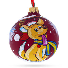 Load image into Gallery viewer, Jolly Puppy in Santa Hat Glass Ball Christmas Ornament 3.25 Inches
