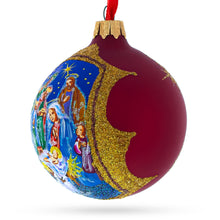 Load image into Gallery viewer, Radiant Nativity Scene in Red Tone Glittered Glass Ball Christmas Ornament 3.25 Inches