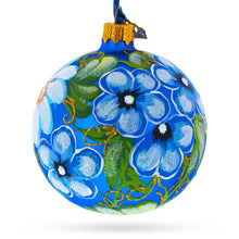 Load image into Gallery viewer, Daisy Flowers on Blue Glass Ball Christmas Ornament 3.25 Inches
