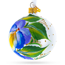 Load image into Gallery viewer, Purple Pansy Flowers Glass Christmas Ornament 3.25 Inches