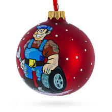 Load image into Gallery viewer, Car Mechanic Glass Ball Christmas Ornament 3.25 Inches