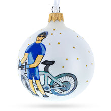 Load image into Gallery viewer, Bicycle Rider Glass Ball Christmas Ornament 3.25 Inches