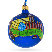 Load image into Gallery viewer, Happy Hanukkah Jewish Celebration Glass Ball Ornament 3.25 Inches