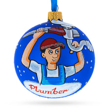Load image into Gallery viewer, Plumber Glass Ball Christmas Ornament 3.25 Inches