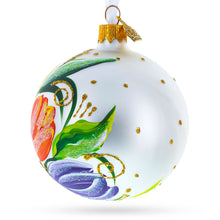 Load image into Gallery viewer, Tulip Bouquet on White Glass Ball Christmas Ornament 3.25 Inches
