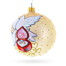 Load image into Gallery viewer, Doves and Wedding Ring Glass Ball Christmas Ornament 4 Inches